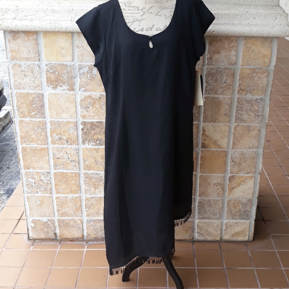 NWT Mlle Gabrielle  asymmetrical black dress